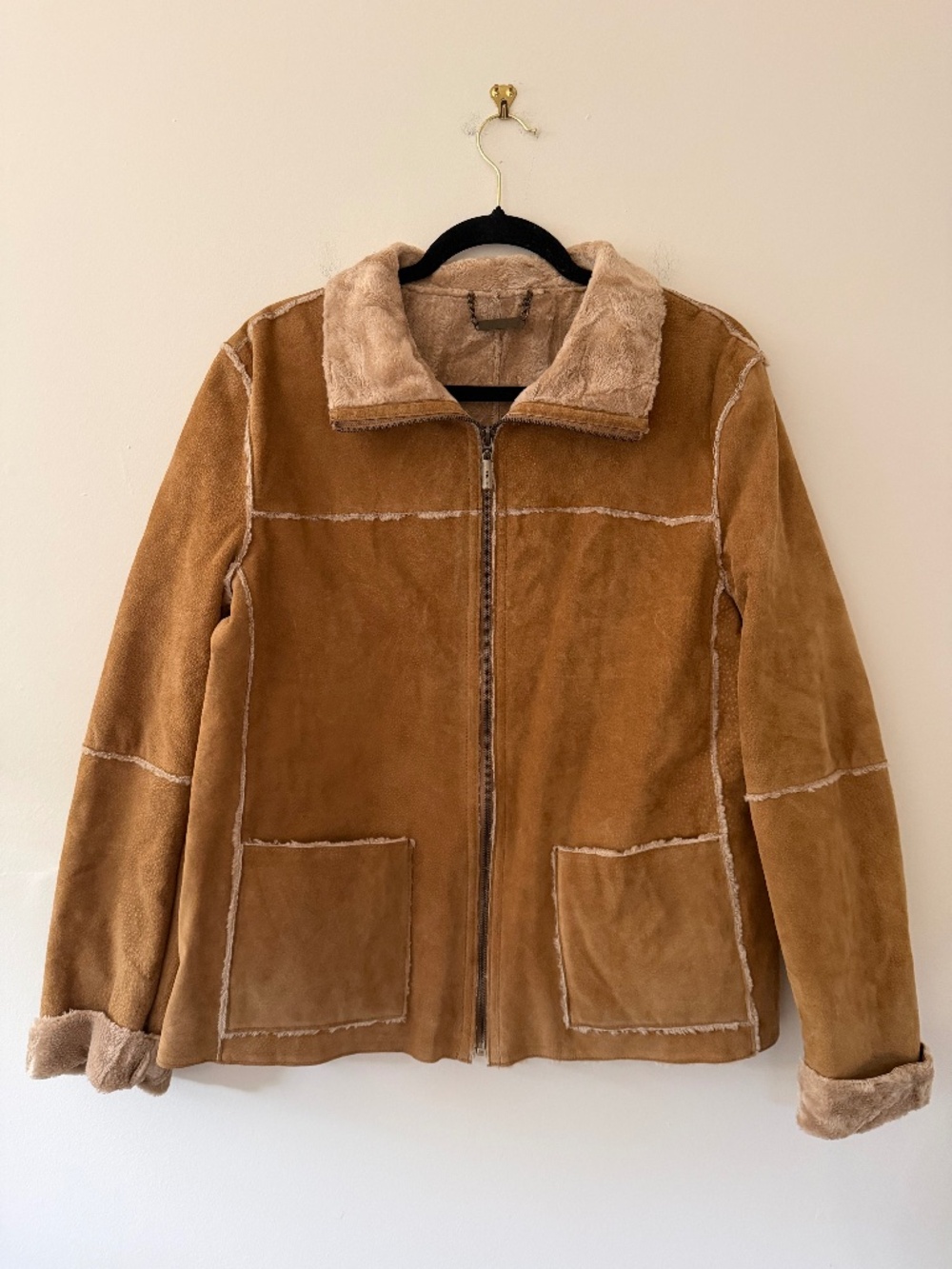 NWOT Winlit Suede Fleece Lined Zip Jacket Barn Coat Style Casual Fall Cabincore